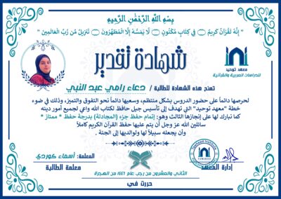 شهادة تقدير (جزء المجادلة)